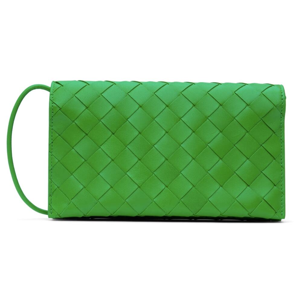 NEW BOTTEGA VENETA GREEN LEATHER WALLET SHOULDER BAG PURSE BOX!